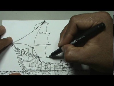 Cómo dibujar un barco pirata paso a paso - pirate ship drawing
