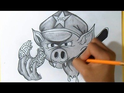 Cómo dibujar un Cerdo Policia con una Dona Graffiti - by Dw