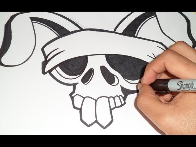 Cómo dibujar un craneo de conejo Graffiti | Wizard art - | ZaXx