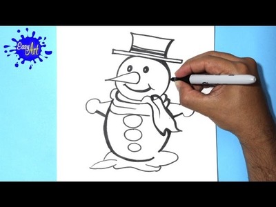 Como dibujar un muñeco de nieve navidad - how to draw a snowman - christmas