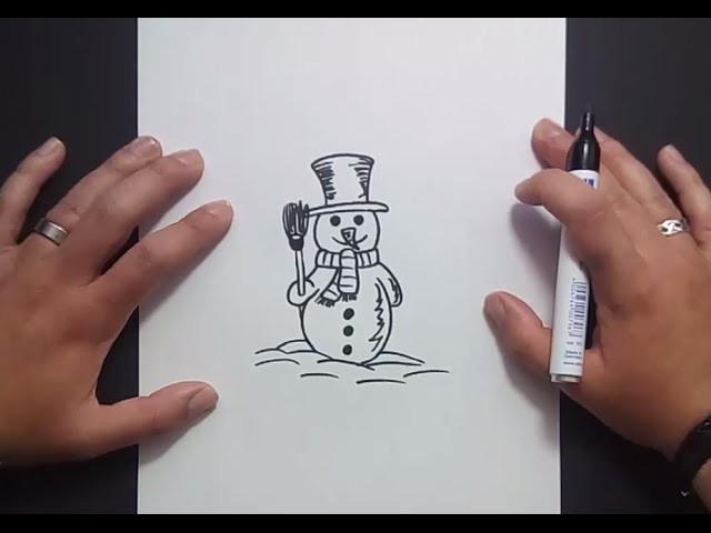 Como dibujar un muñeco de nieve paso a paso 6 | How to draw a snowman 6
