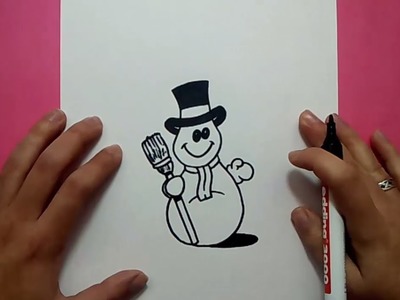Como dibujar un muñeco de nieve paso a paso 3 | How to draw a snowman 3