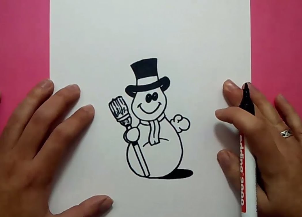 Como dibujar un muñeco de nieve paso a paso 3 | How to draw a snowman 3