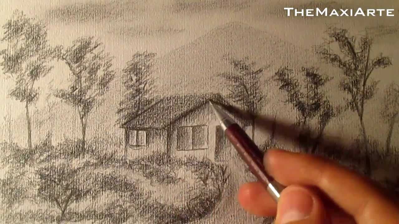 Cómo dibujar un sencillo paisaje a lápiz, cómo dibujar bocetos de paisajes a lápiz