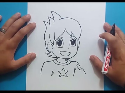 Como dibujar a Nathan paso a paso - Yo Kai Watch | How to draw Nathan - Yo Kai Watch