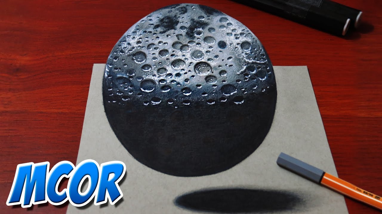 Como Dibujar la Luna en 3D | Dibujo anamorfico
