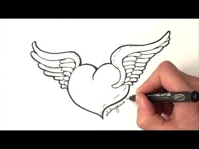 Como dibujar un corazon con alas | como dibujar un corazon alado | paso a paso