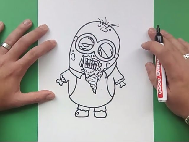 Como dibujar un minion zombie paso a paso - Minions | How to draw a zombie minion - Minions