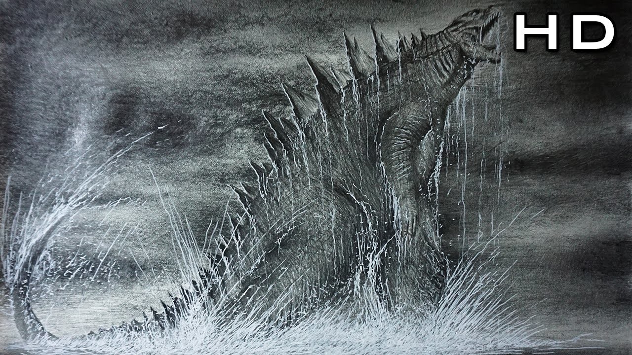 Dibujo Épico de Godzilla 2014 Saliendo del Mar - Versión Rápida