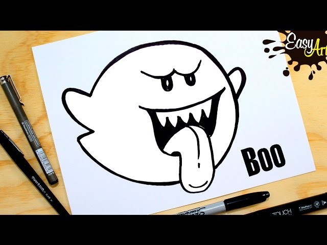 SUPER MARIO BROS.Como dibujar el fantasma  Boo.how to draw a ghost Boo