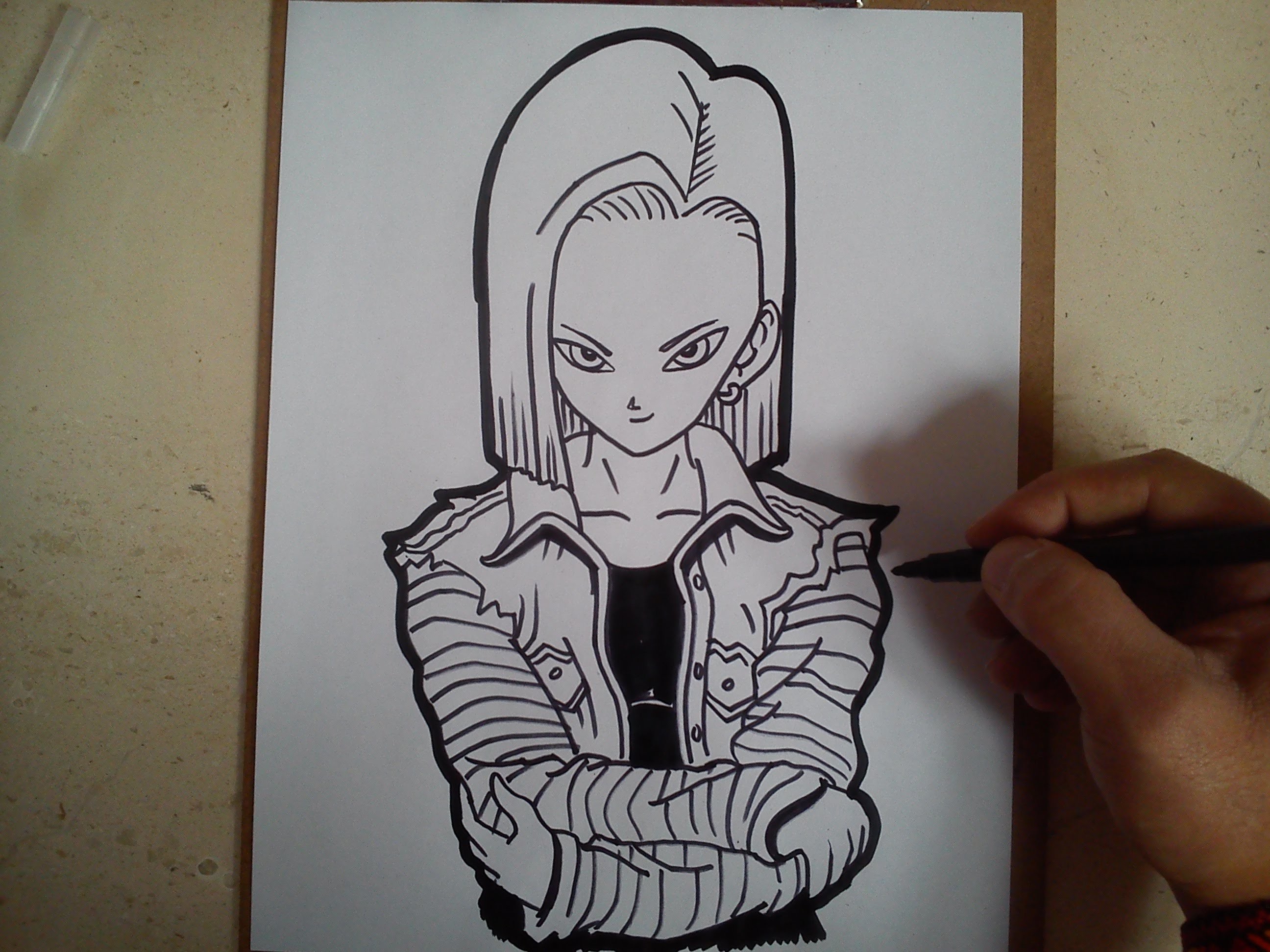 Como dibujar a androide numero 18. how to draw Android number 18