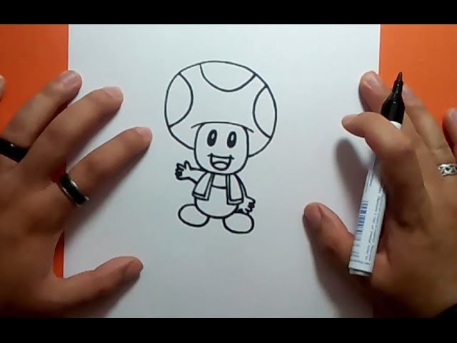 Como dibujar a Toad paso a paso - Videojuegos Mario | How to draw Toad - Mario video games
