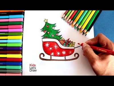 Cómo dibujar el Trineo de Papa Noel Navidad | How to draw Santa Claus Sled