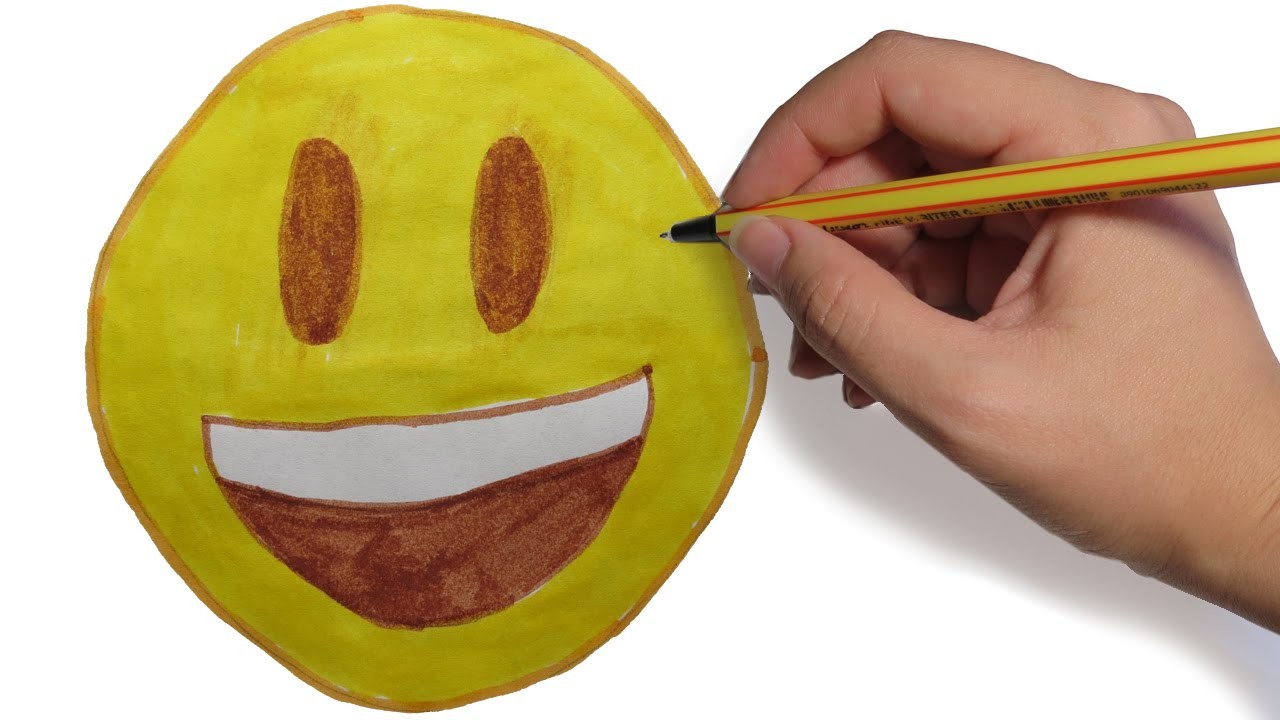 COMO DIBUJAR EMOJIS: Emoji sonriente fácil paso a paso