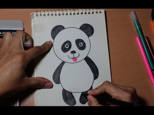 Como dibujar un oso panda para niños de preescolar y primaria