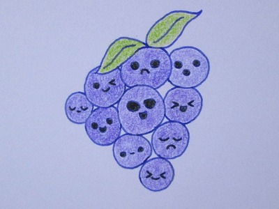 Como dibujar un racimo de uvas kawaii