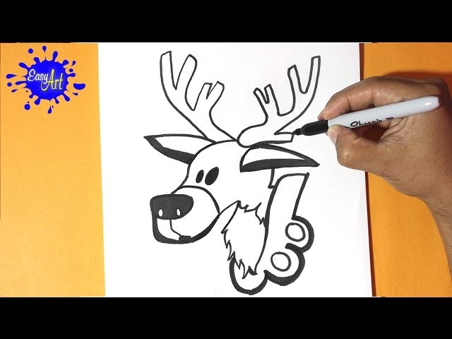 Como dibujar un reno navidad 3 - how to draw a reindeer christmas