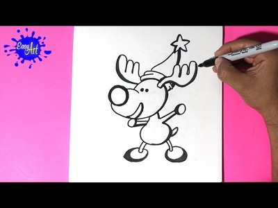 Como dibujar un reno navidad 4 - How to draw a reindeer - Como dibujar un papa noel navidad