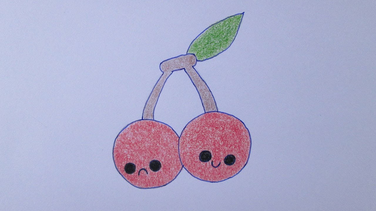 Como dibujar unas cerezas kawaii