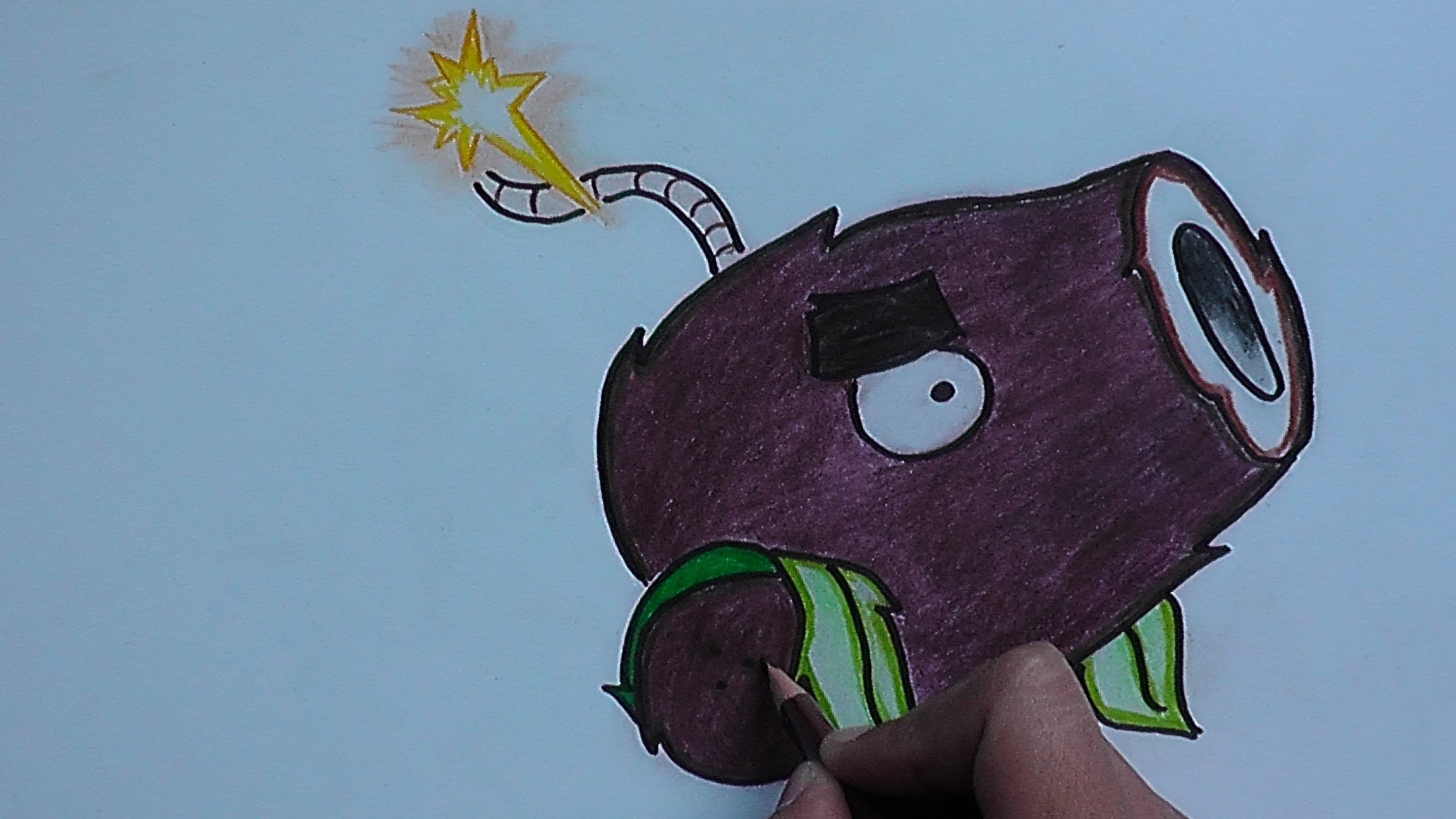 Dibujando y coloreando a Cococañon (Plantas vs Zombies) - Drawing and coloring Cococañon