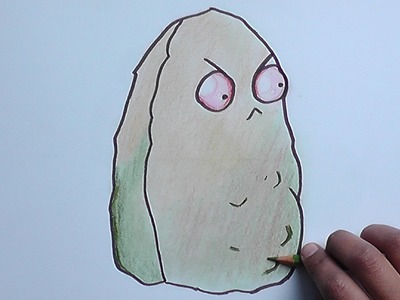 Dibujando y coloreando a Nuez Gigante (Plantas vs Zombies) - Drawing and coloring Giant Nut