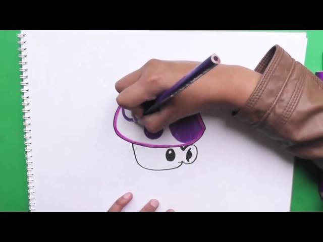 Dibujando y coloreando a Puff Shroom (Plantas vs Zombies) - Drawing and coloring Puff Shroom