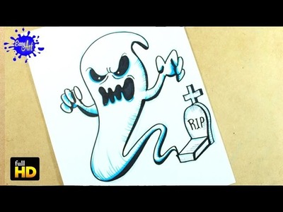 HALLOWEEN. Como dibujar un Fantasma paso a paso. how to draw a Ghost.