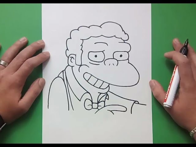 Como dibujar a Moe paso a paso - Los Simpsons | How to draw Moe - The Simpsons
