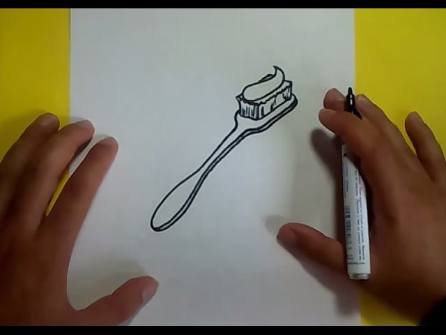 Como dibujar un cepillo de dientes paso a paso | How to draw a toothbrush