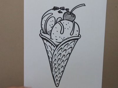 Cómo dibujar un Cucurucho de Helado 1 - How to draw ice cream cone