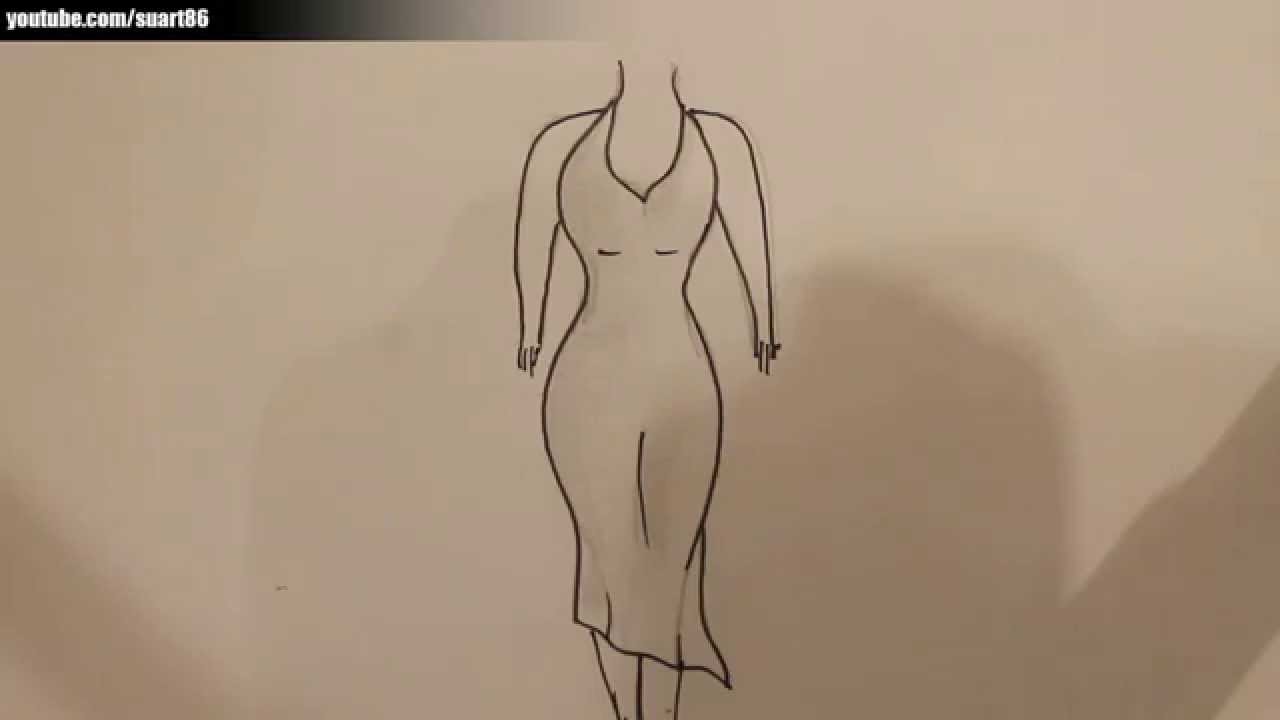 Como dibujar un vestido paso a paso