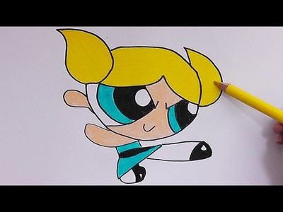 Como dibujar y pintar a Burbuja (Chicas Super Poderosas) - How to draw and paint to bubble