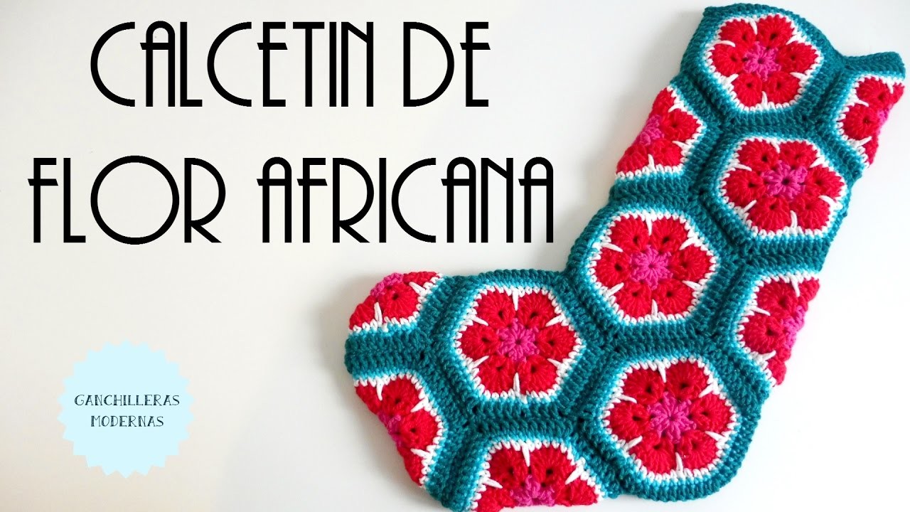 Calcetín de flor africana. UNAS NAVIDADES DE GANCHILLO 2016
