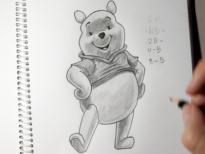 Cómo dibujar al oso Winnie the Pooh a lápiz paso a paso