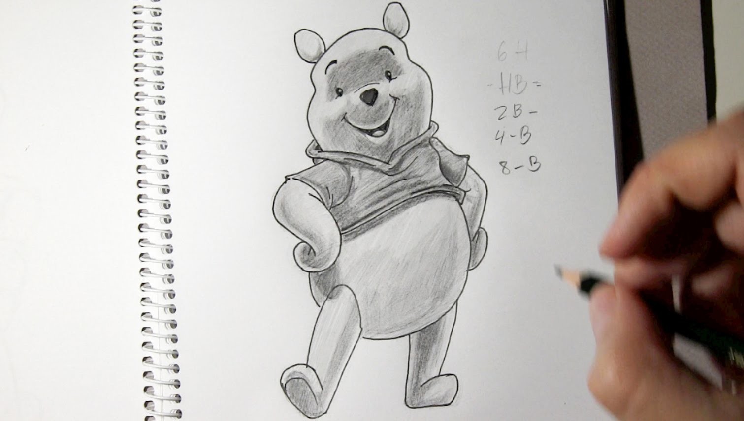 Cómo dibujar al oso Winnie the Pooh a lápiz paso a paso