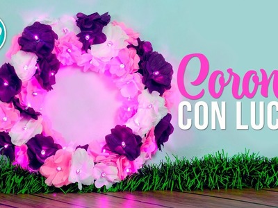 DIY Corona navideña con flores y luces | DREEN