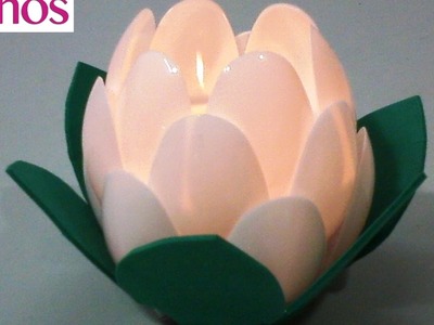 Farol porta velas Flor de Loto, paso a paso con material reciclado