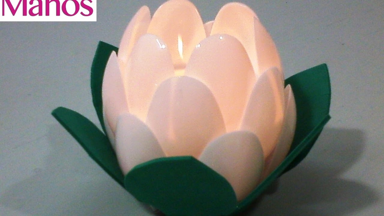 Farol porta velas Flor de Loto, paso a paso con material reciclado