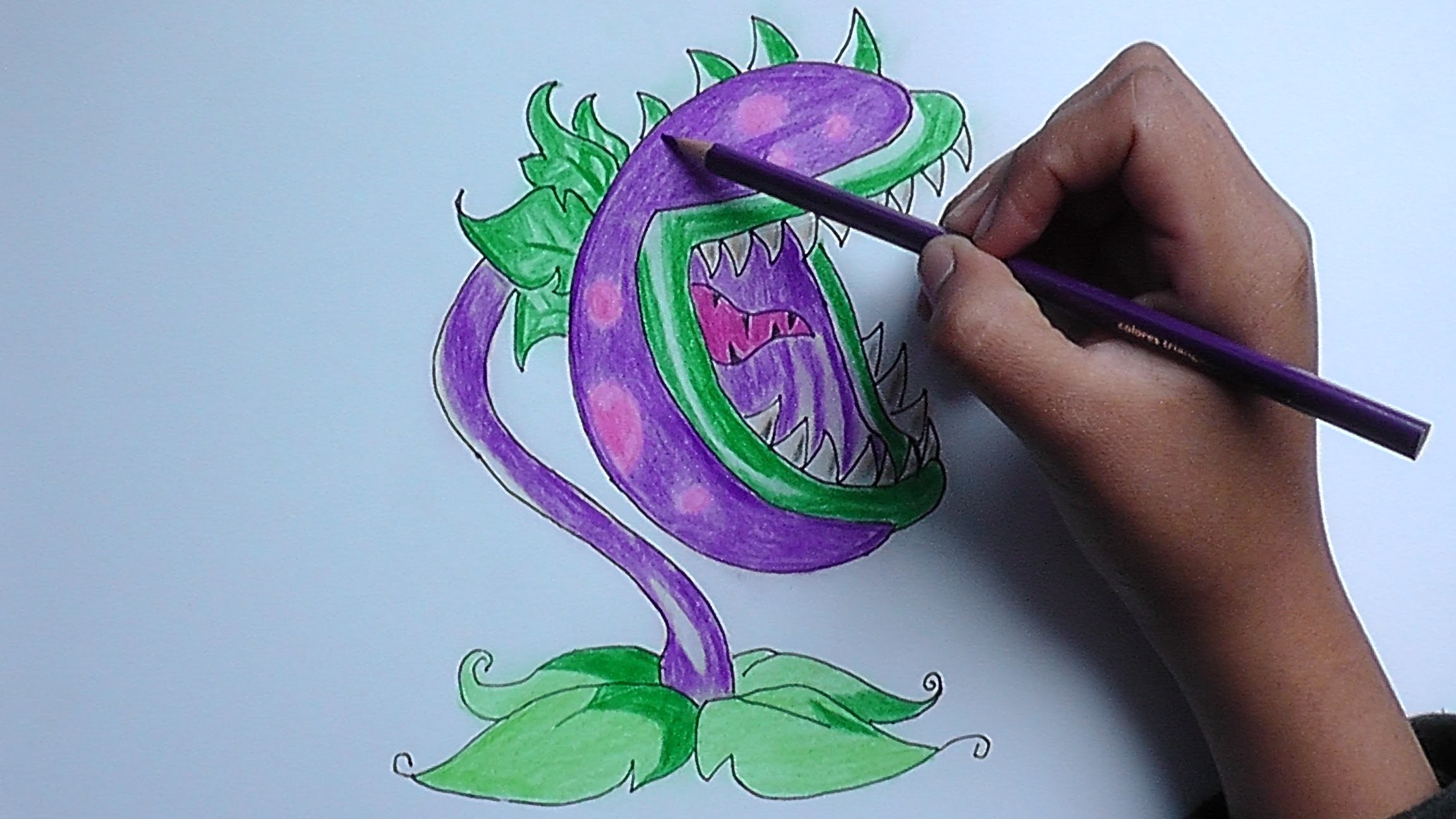 Dibujar y pintar a Planta Carnivora (Plantas  vs Zombies) - Draw and paint plant Carnivora