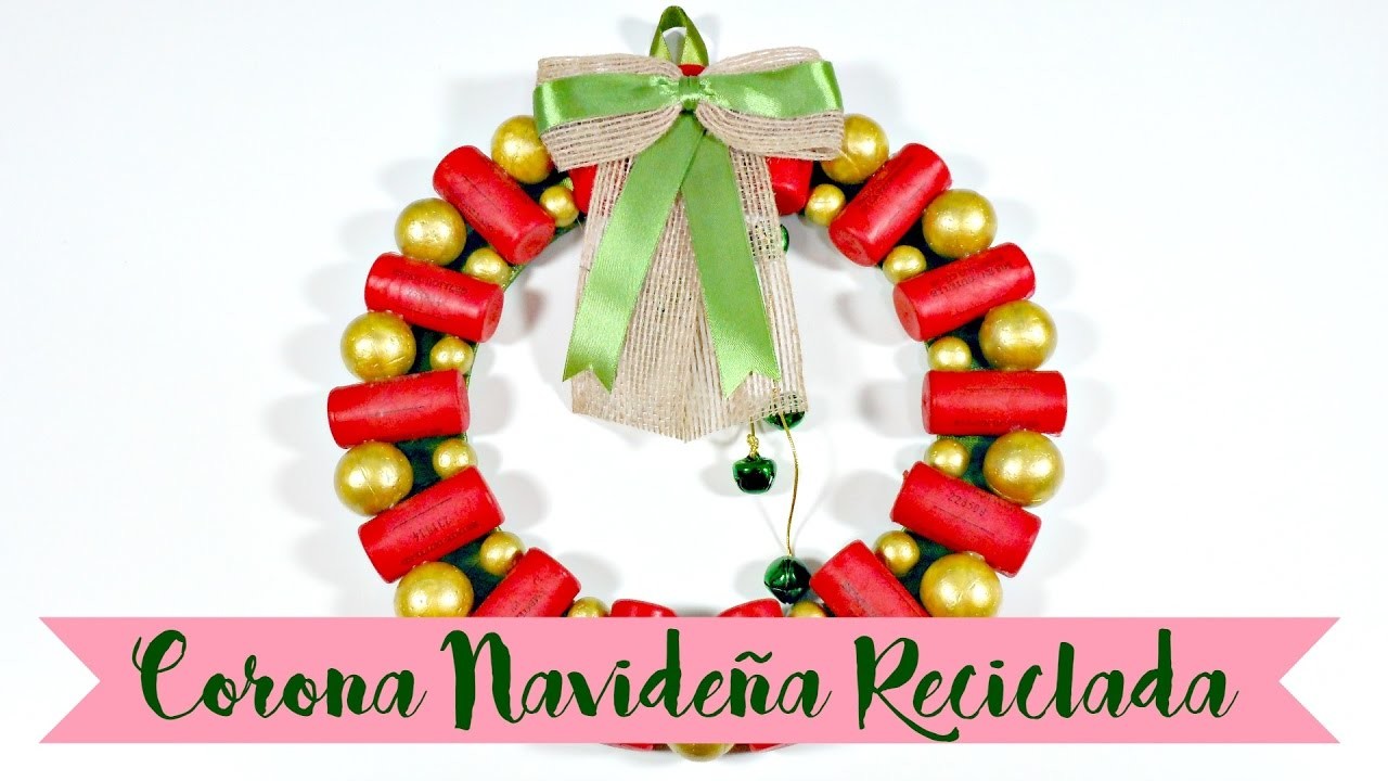 Ideas de Navidad #9 | Corona Navideña con corchos reciclados