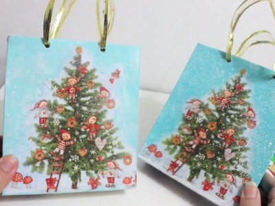 Bolsitas navideñas con material reciclado  y decoupage - DIY Tutorial - Christmas Bags