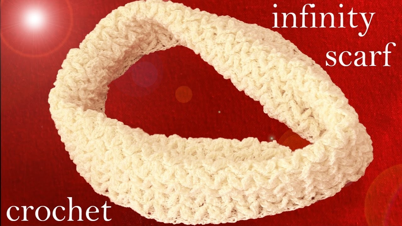 Bufanda infinita tejida a crochet o ganchillo en punto relieve