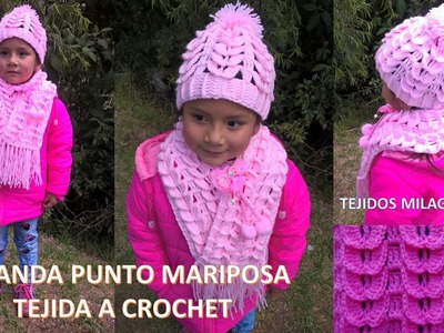 Bufanda o Chalina Punto Mariposa a Crochet paso a paso fácil de hacer