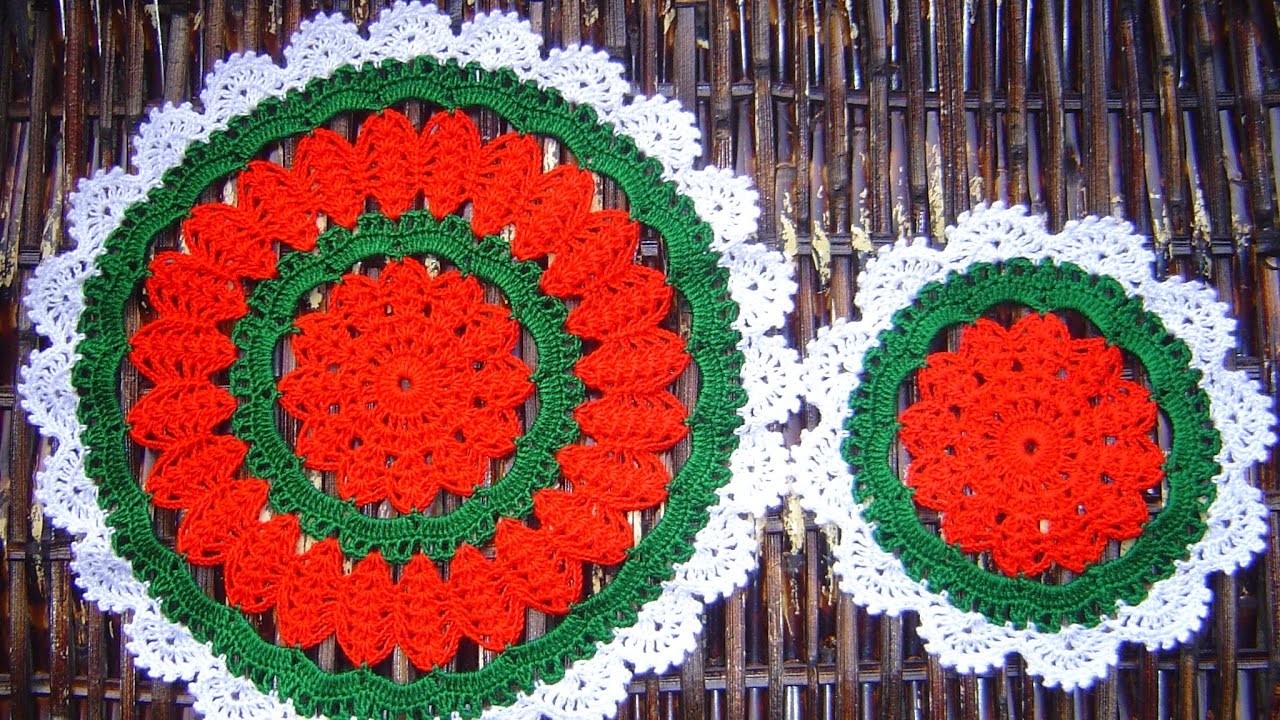 Carpetas, individual, portavasos navideño a crochet paso a paso  parte 1