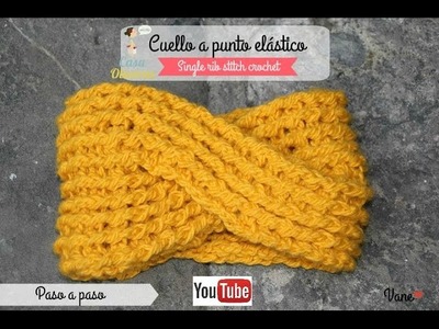 Crochet:  Cuello trenza a punto elástico (single rib stitch crochet)