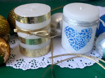 Cómo decorar velas para Navidad.Colaborativo con LUCHA CREATIVA-Christmas Candles-DIY-Decoupage