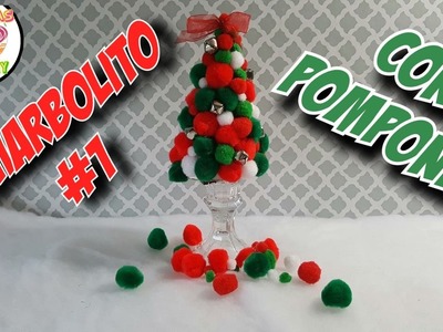 DIY MINI ARBOLITO NAVIDEÑO #1 CON POMPONES. MINI CHRISTMAS TREE