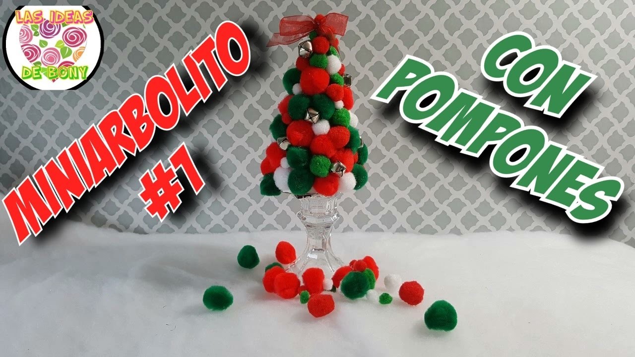 DIY MINI ARBOLITO NAVIDEÑO #1 CON POMPONES. MINI CHRISTMAS TREE