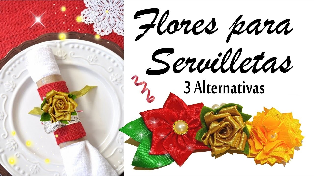 Flores de tela para tus Servilletas - DIY de Navidad 3 Alternativas