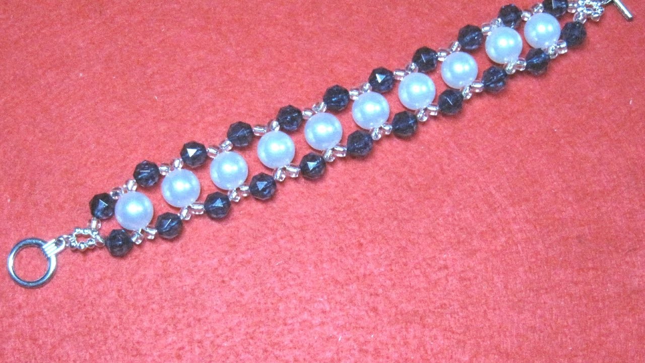 #DIY - Brazalete de perlas con bolitas azules #DIY - Bead Bracelet with Blue Beads